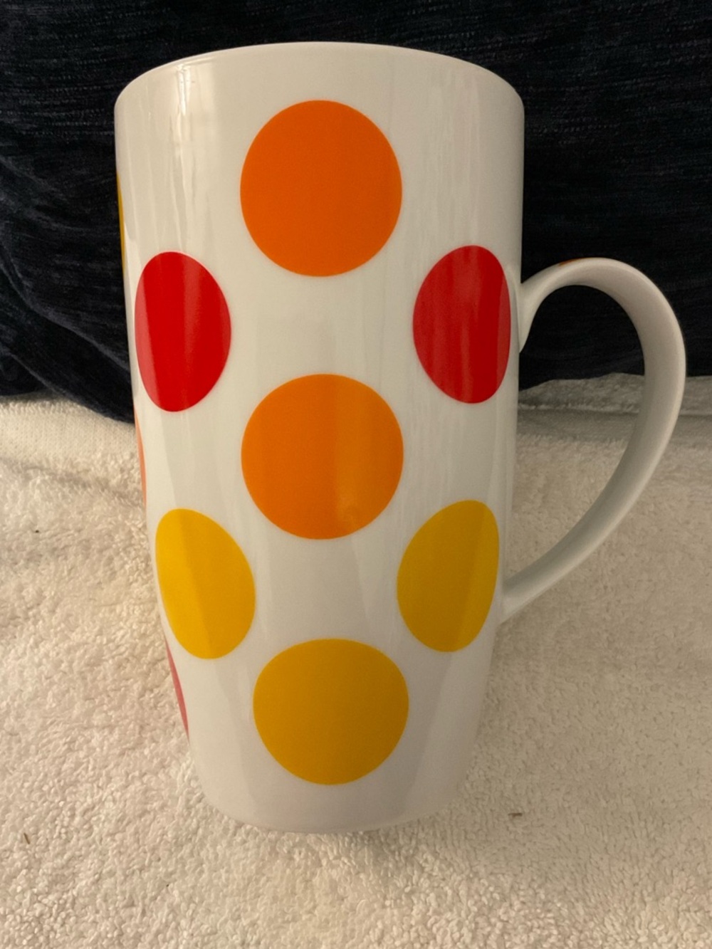 Crate&Barrel polka dot latte mug